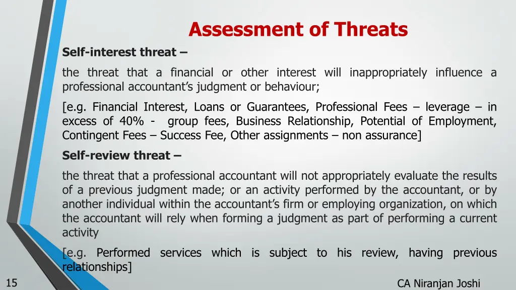 assessment of threats