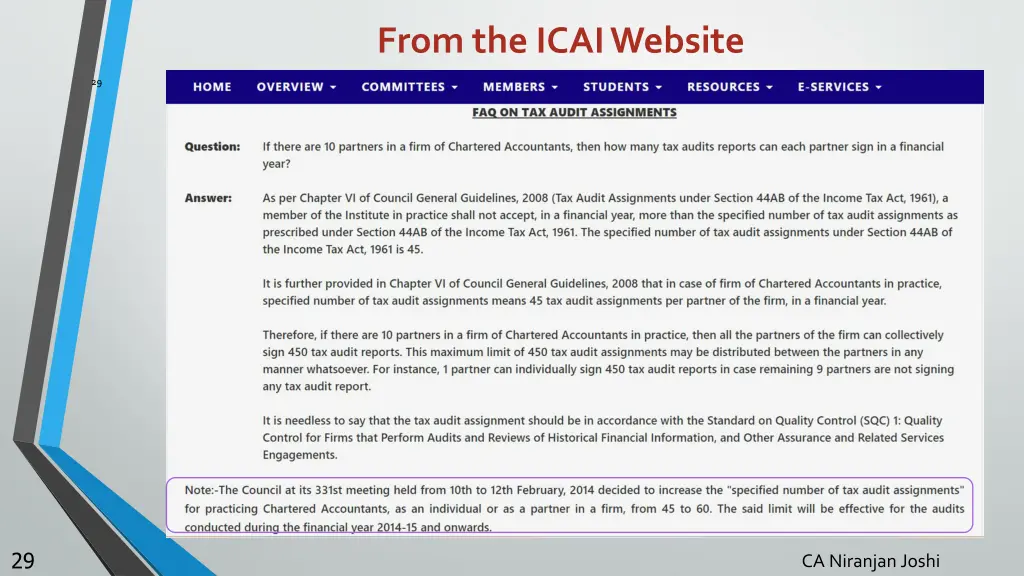 from the icai website
