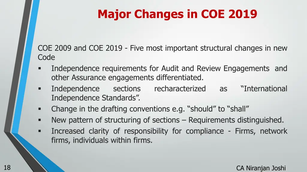 major changes in coe 2019