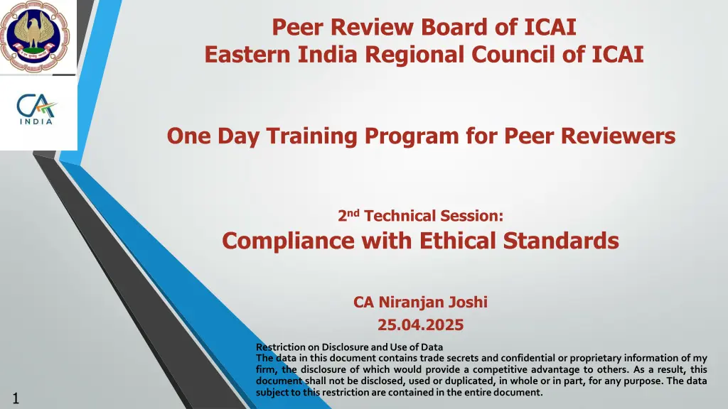 peer review board of icai eastern india regional