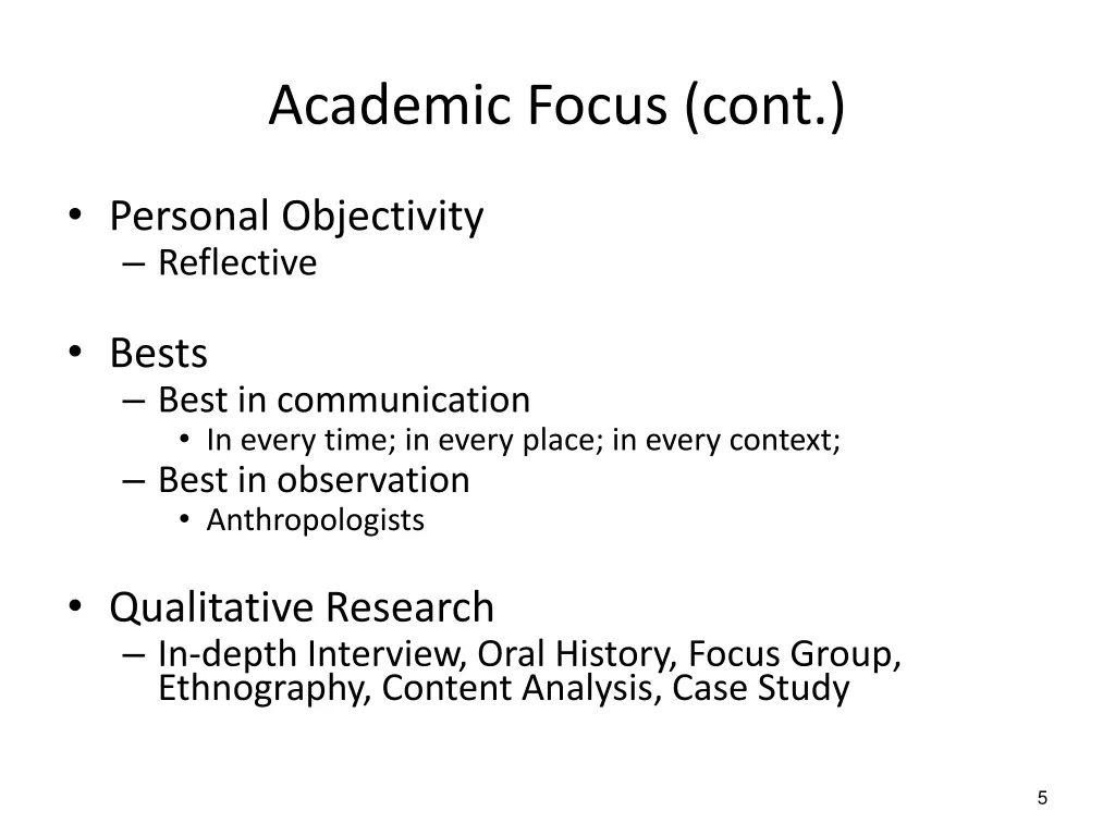 academic focus cont