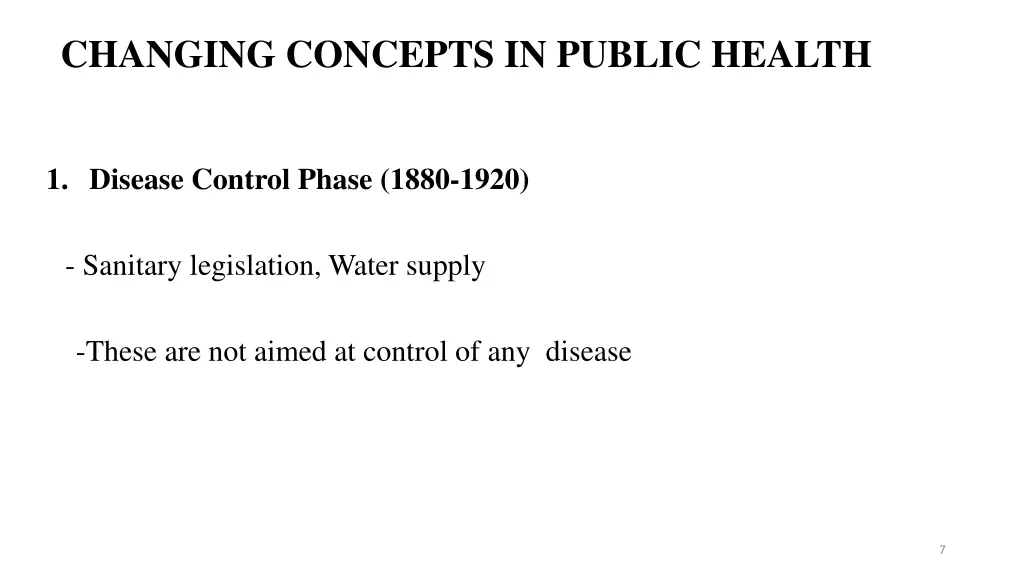 changing concepts in public health