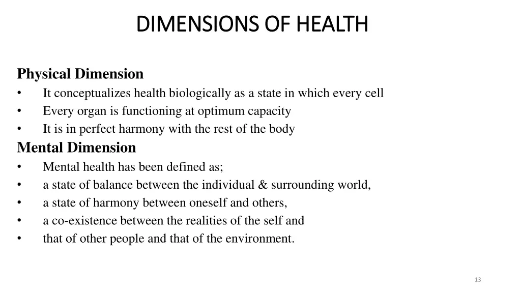 dimensions of health dimensions of health