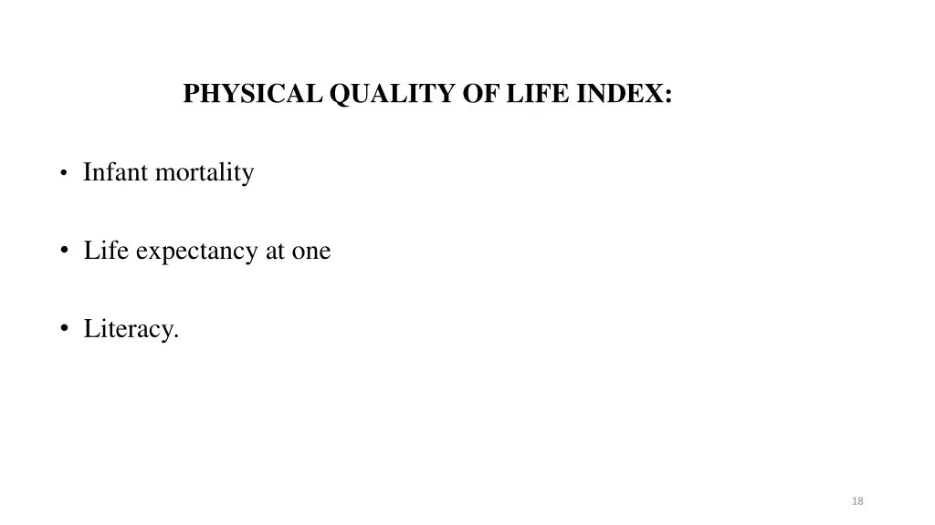 physical quality of life index