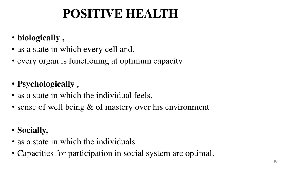 positive health