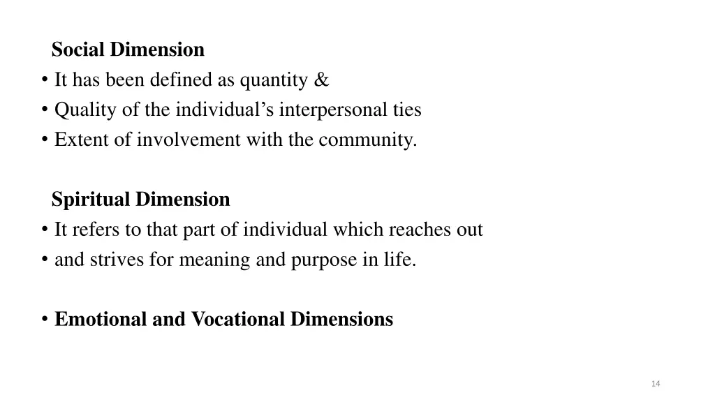 social dimension it has been defined as quantity