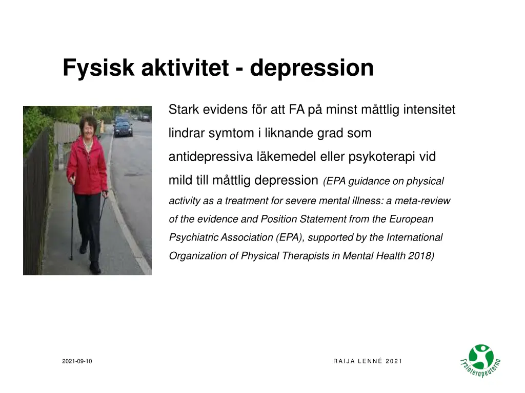 fysisk aktivitet depression