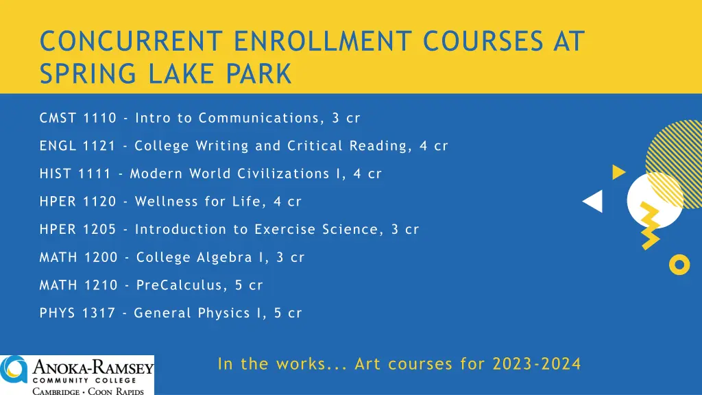 concurrent enrollment courses at spring lake park
