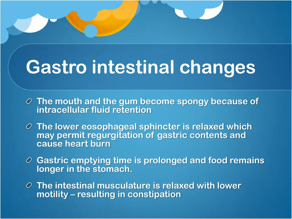 gastro intestinal changes