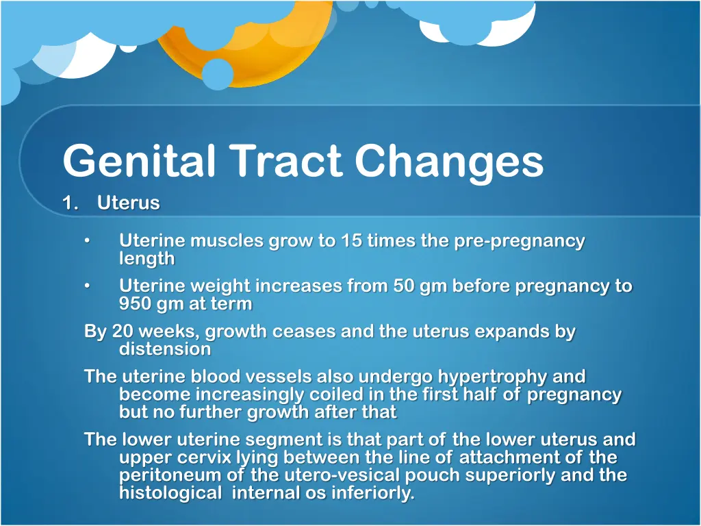 genital tract changes 1 uterus