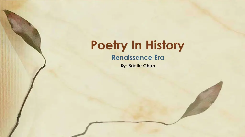poetry in history renaissance era by brielle chan