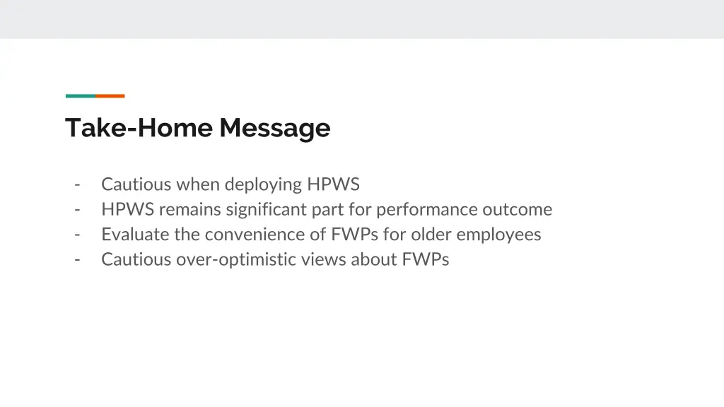 take home message
