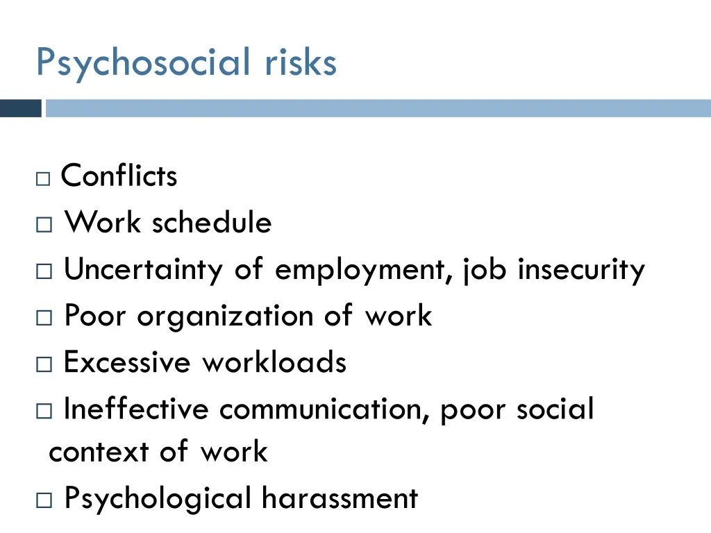 psychosocial risks