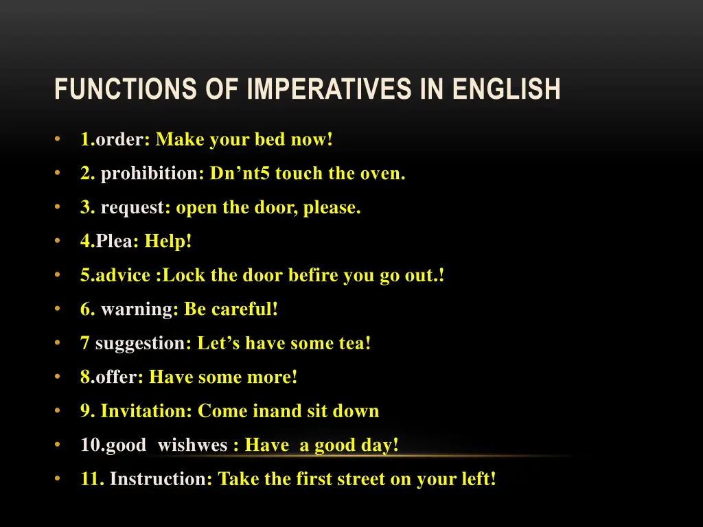 functions of imperatives in english