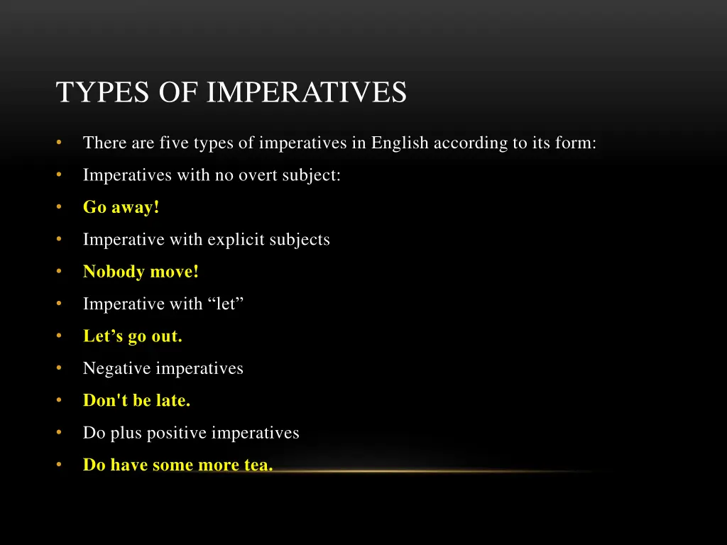 types of imperatives