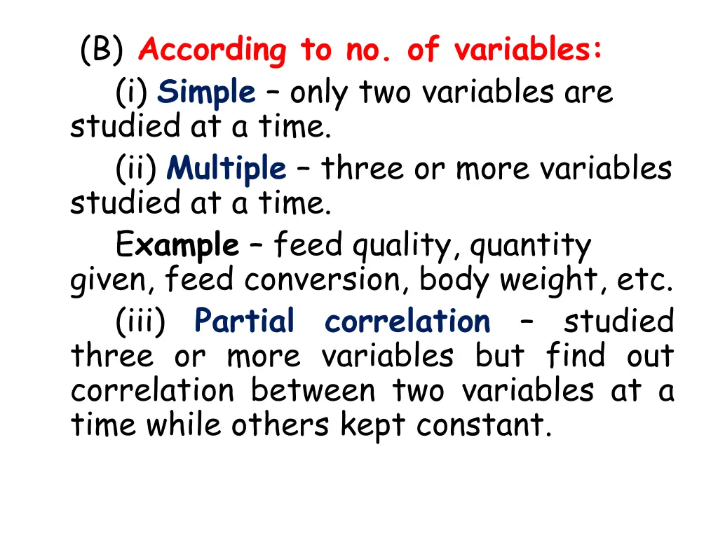 b according to no of variables i simple only