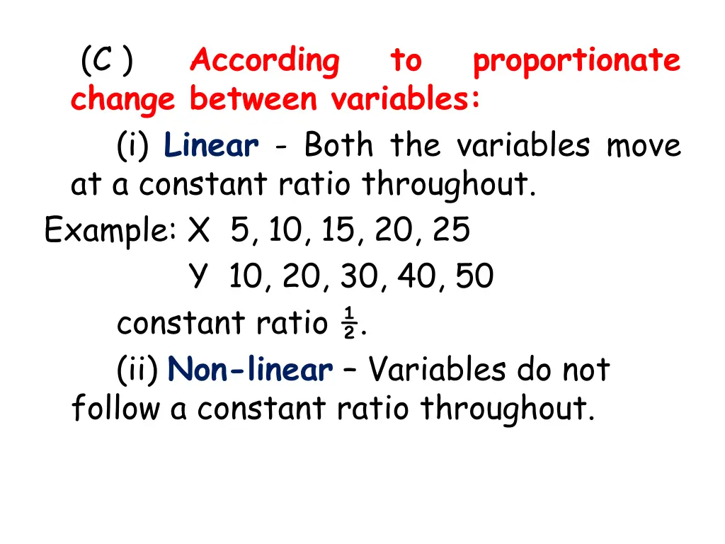c change between variables i linear both