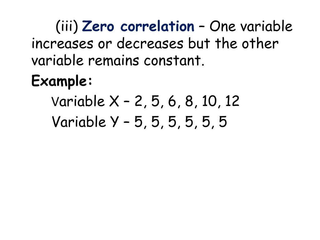 iii zero correlation one variable