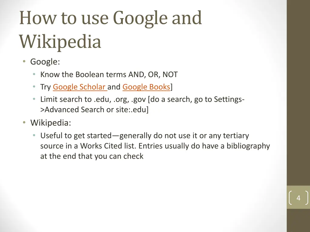 how to use google and wikipedia google know
