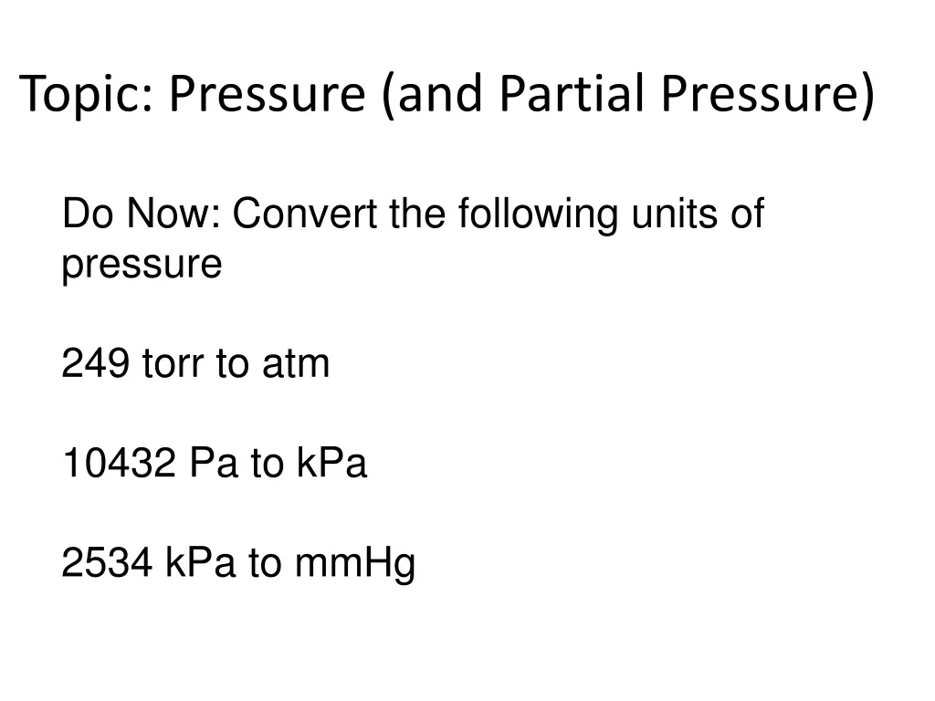 topic pressure and partial pressure