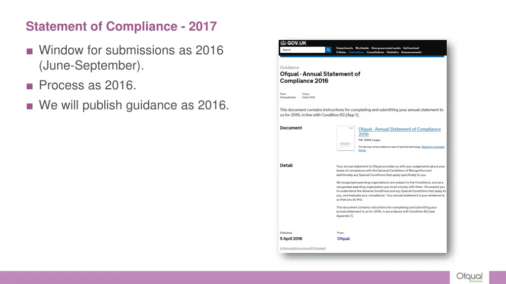 statement of compliance 2017