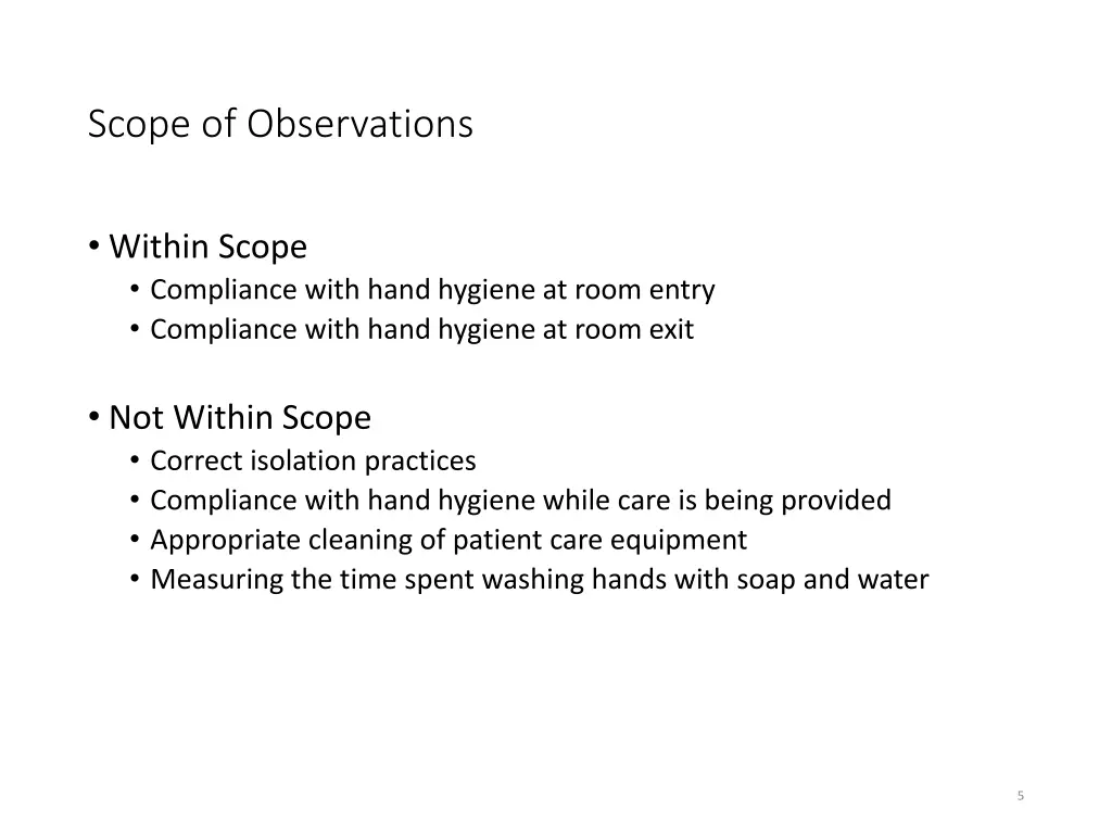 scope of observations