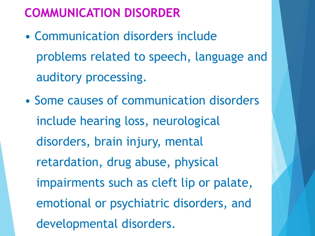 communication disorder