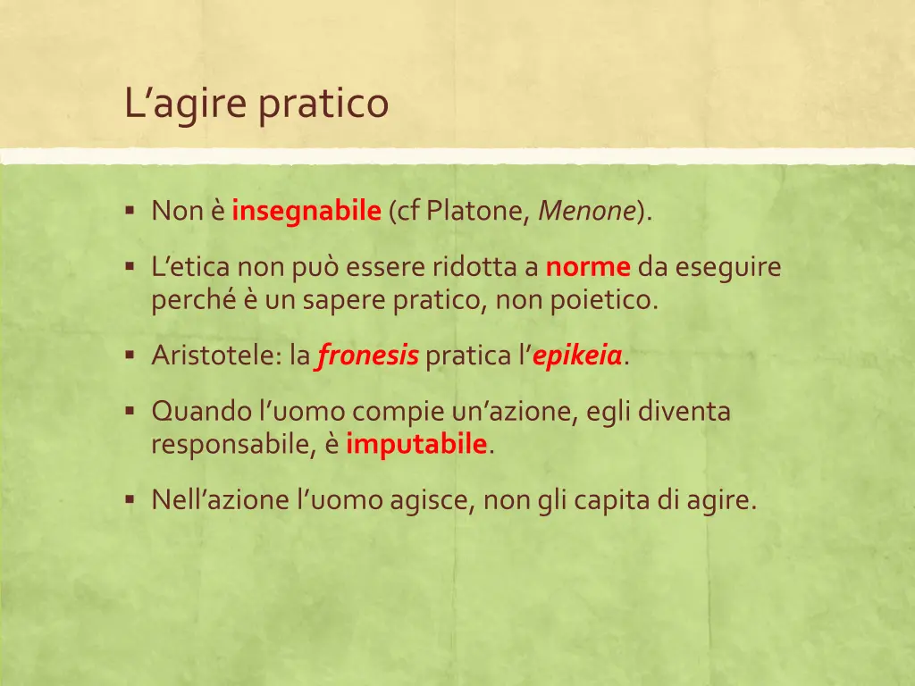 l agire pratico