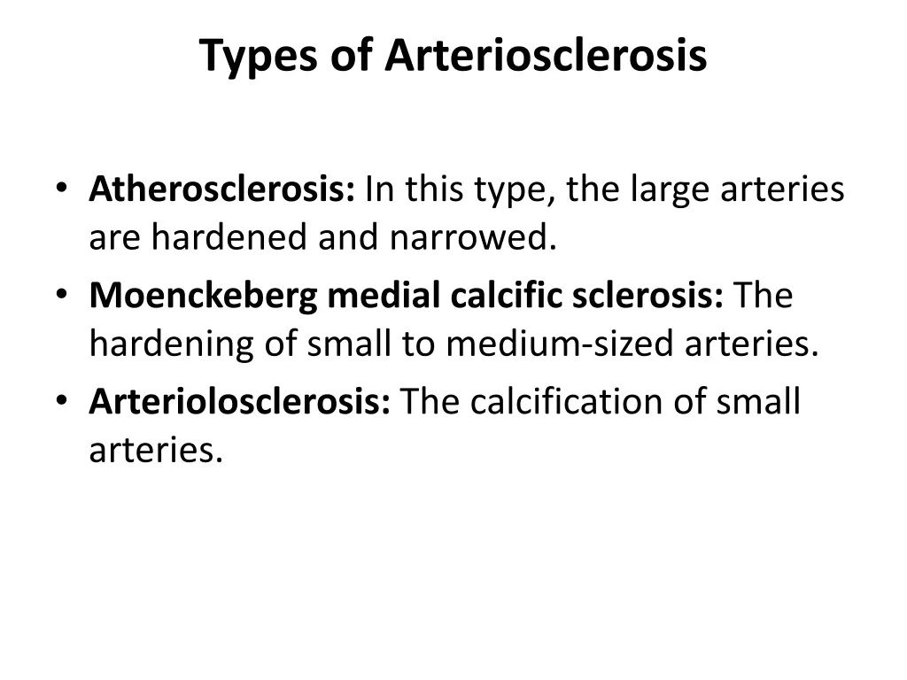 types of arteriosclerosis