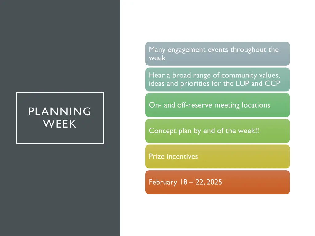 many engagement events throughout the week
