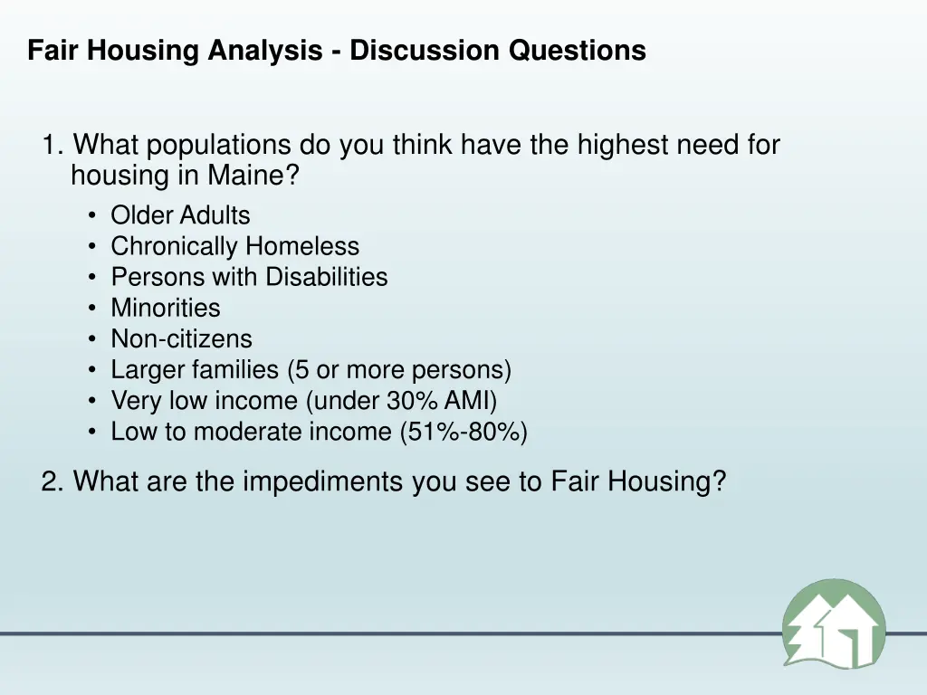 fair housing analysis discussion questions