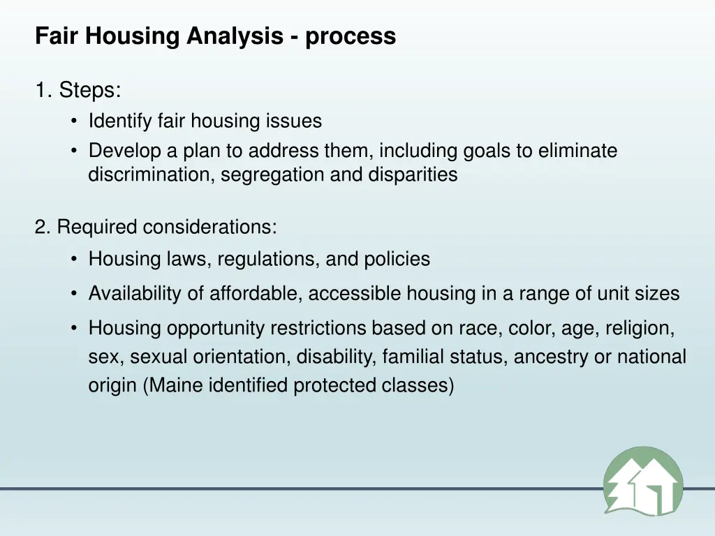 fair housing analysis process