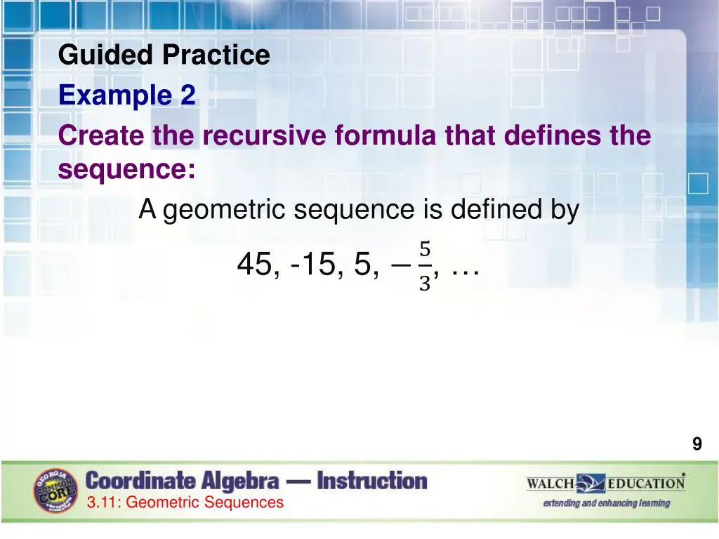 guided practice example 2 create the recursive