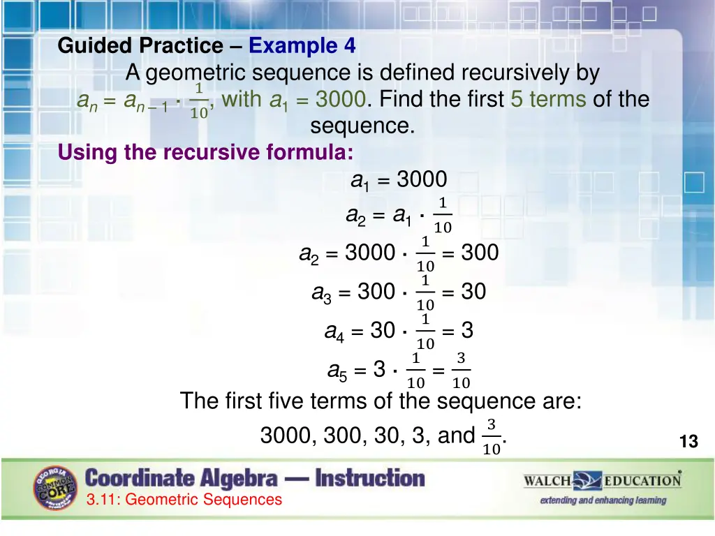 guided practice example 4 a geometric sequence
