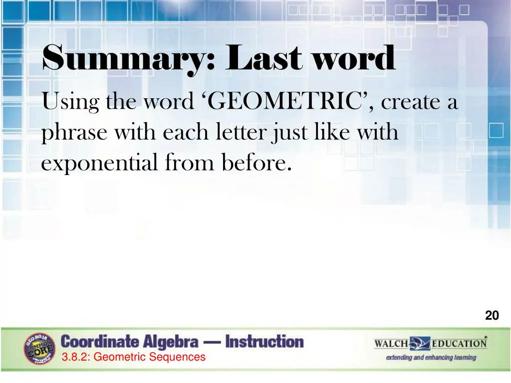 summary last word using the word geometric create
