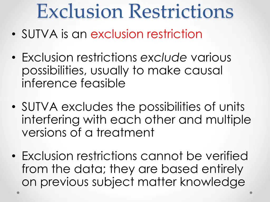 exclusion restrictions sutva is an exclusion