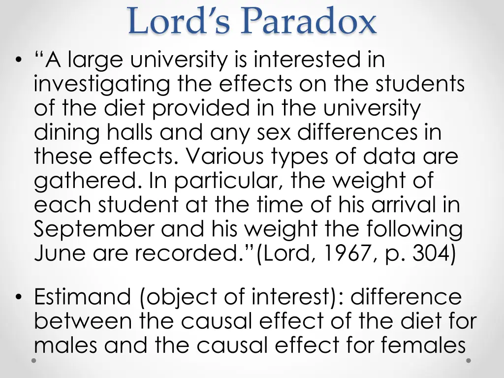 lord s paradox a large university is interested