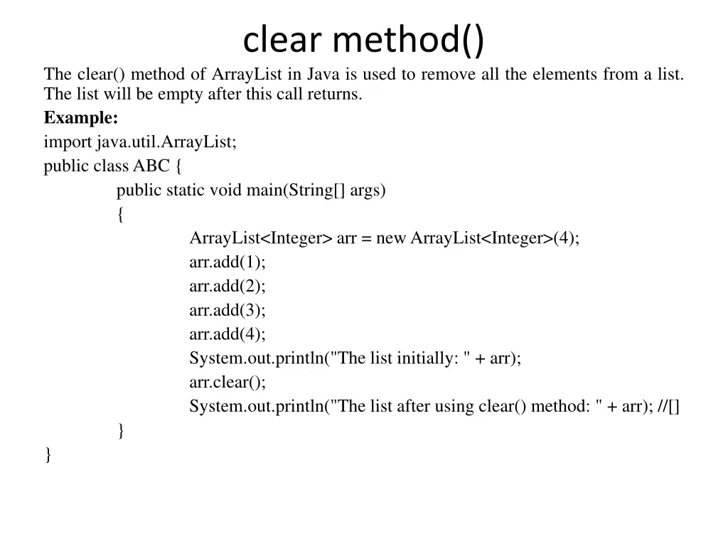 clear method