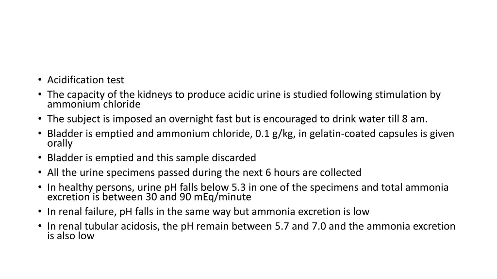 acidification test the capacity of the kidneys