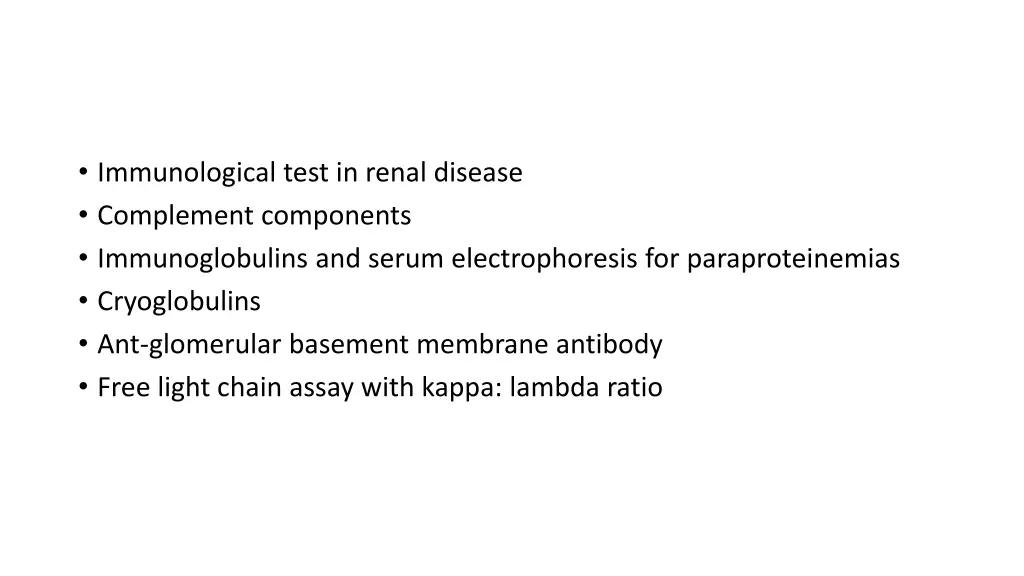 immunological test in renal disease complement