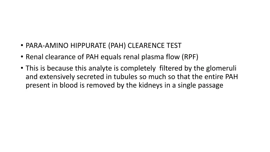 para amino hippurate pah clearence test renal