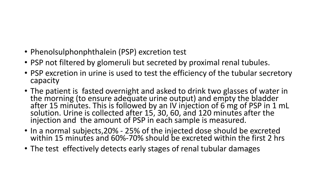 phenolsulphonphthalein psp excretion test