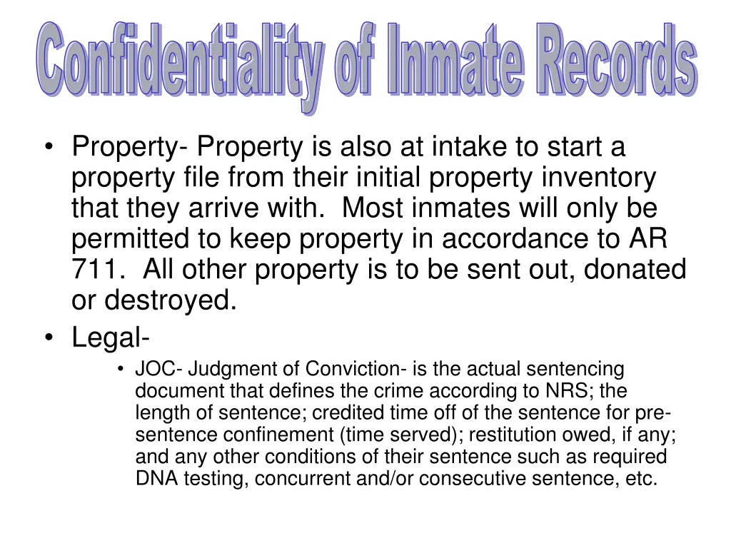 confidentiality of inmate records 2