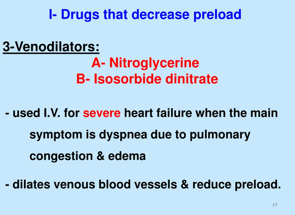 i drugs that decrease preload 2