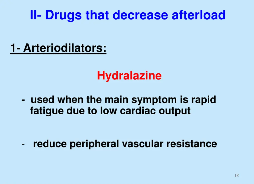 ii drugs that decrease afterload