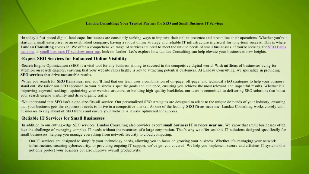 landau consulting your trusted partner
