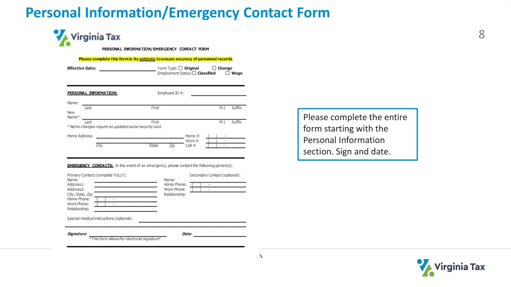 personal information emergency contact form