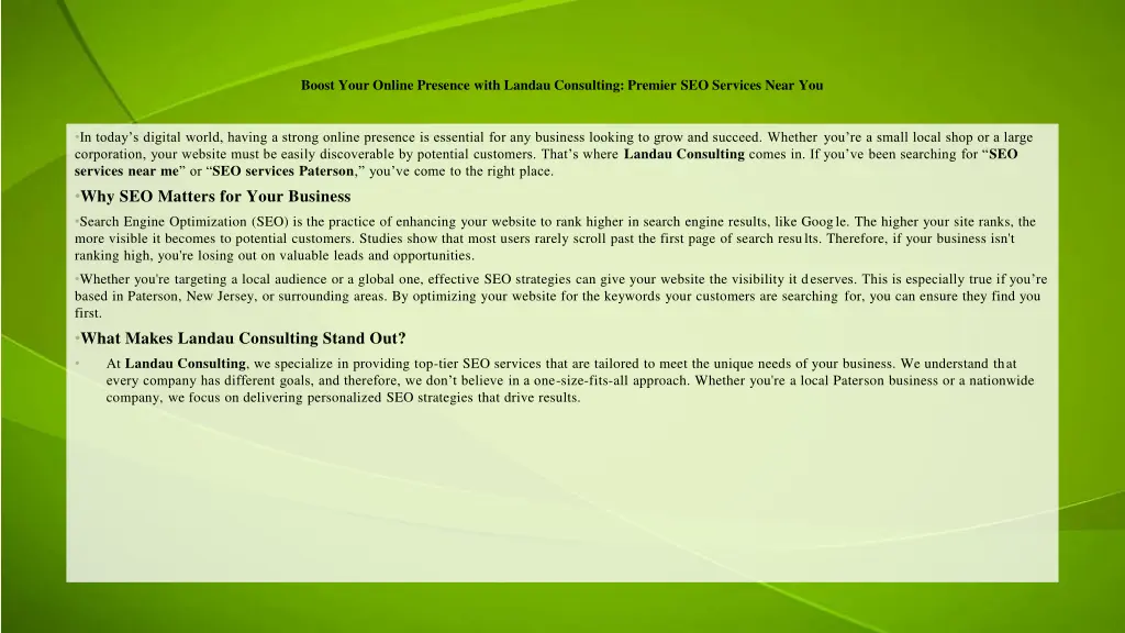 boost your online presence with landau consulting