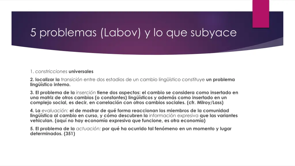 5 problemas labov y lo que subyace