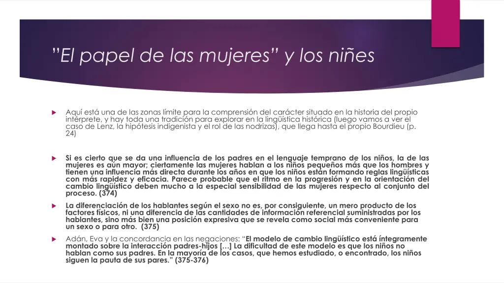 el papel de las mujeres y los ni es
